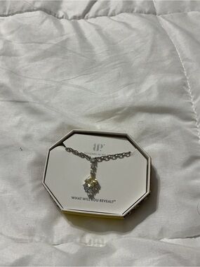 Silver Necklace with Yellow Crystal Drop Pendant